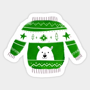 Cute Ugly Christmas Sweater Bear Sticker